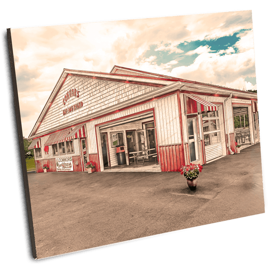 Mounted print of Connors Hot Dog Stand - Photo | Iconic Visual Treat, showcasing the classic roadside eatery in a ready-to-hang format.