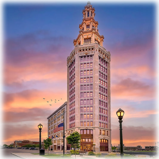 Electric Tower at Dusk - Photo Ceramic Coaster