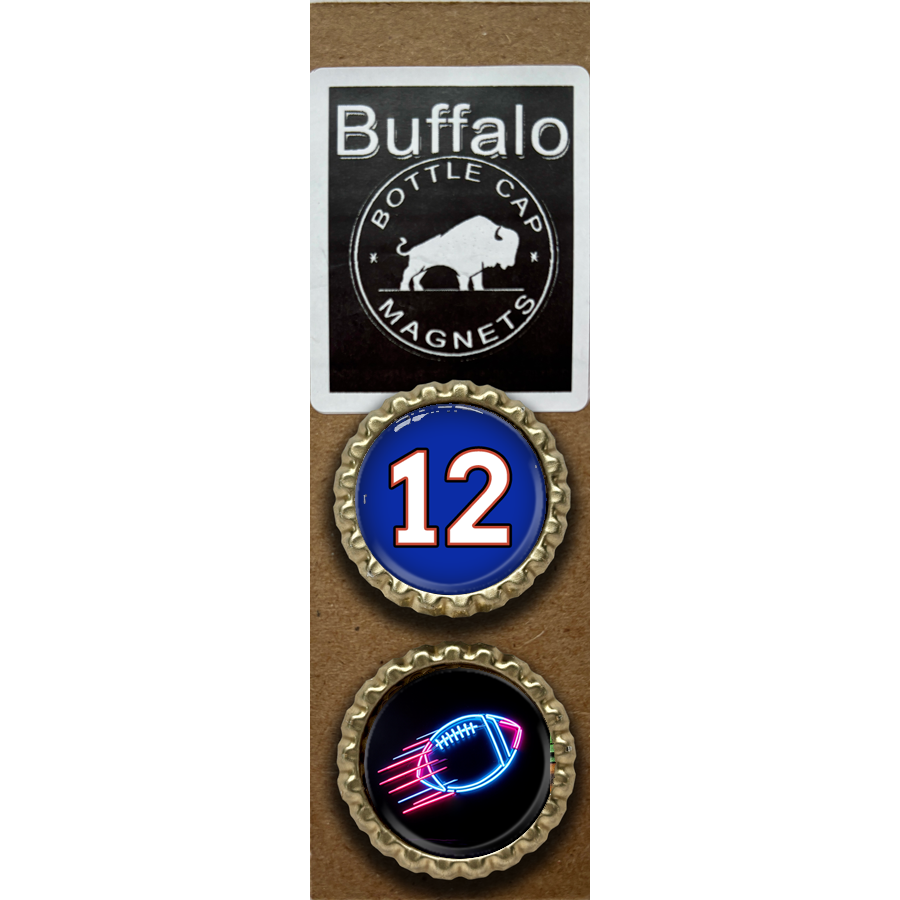 Josh Allen #17 and Neon Football- Buffalo Bottle Cap Magnets