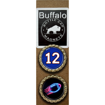 Josh Allen #17 and Neon Football- Buffalo Bottle Cap Magnets