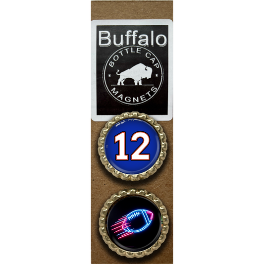 Josh Allen #17 and Neon Football- Buffalo Bottle Cap Magnets