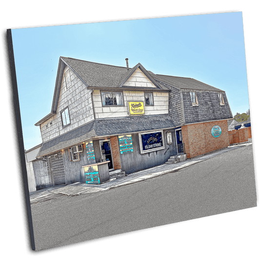 Angled view of Kiebzak's Restaurant Sloan NY Photo | Polish Cuisine Print mounted on black backing, perfect for home or office decor.
