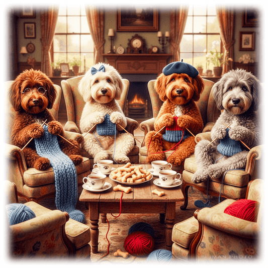 Labradoodles knitting - Funny  Art:Ceramic Coaster, Ceramic Wall TIle, Ceramic Trivet, Print (Copy)