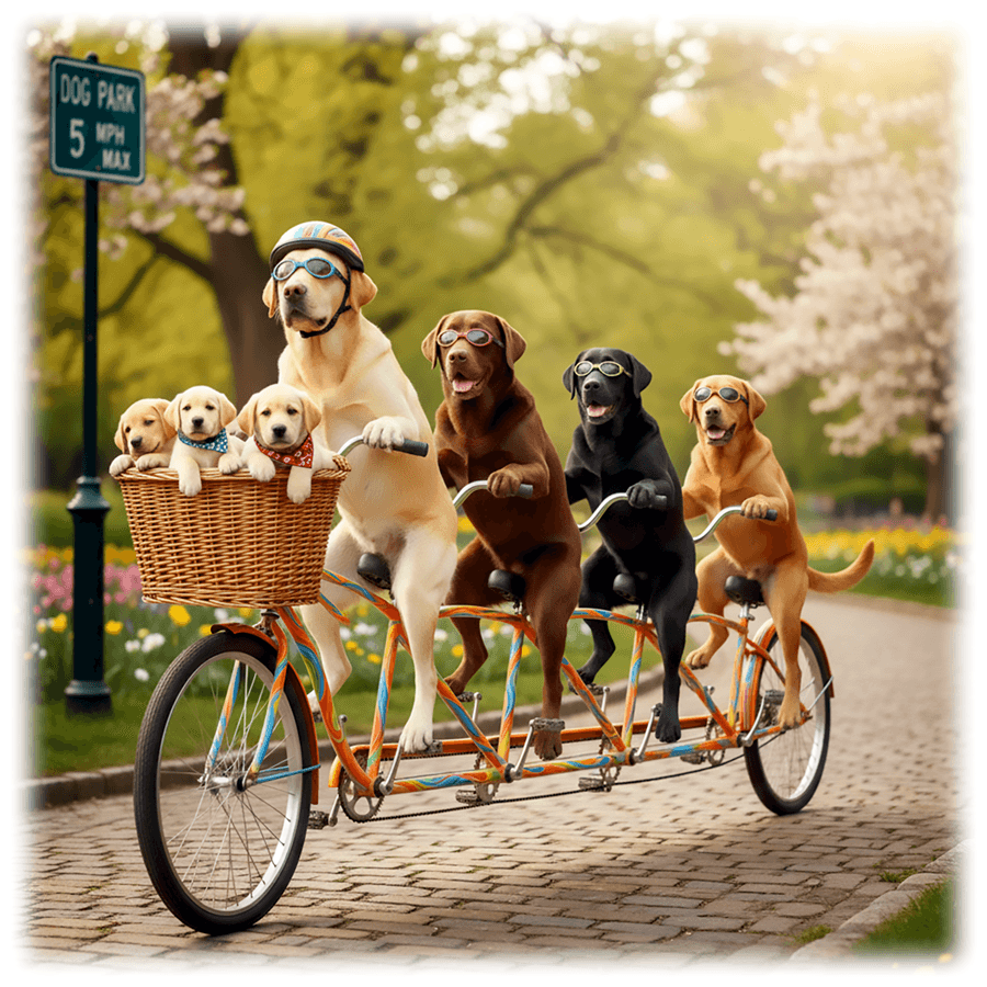 Labradors on a Bike - Funny  Art:Ceramic Coaster, Ceramic Wall TIle, Ceramic Trivet, Print
