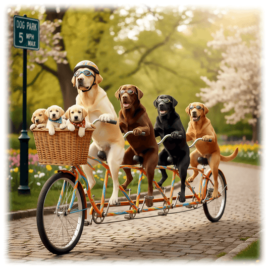 Labradors on a Bike - Funny  Art:Ceramic Coaster, Ceramic Wall TIle, Ceramic Trivet, Print
