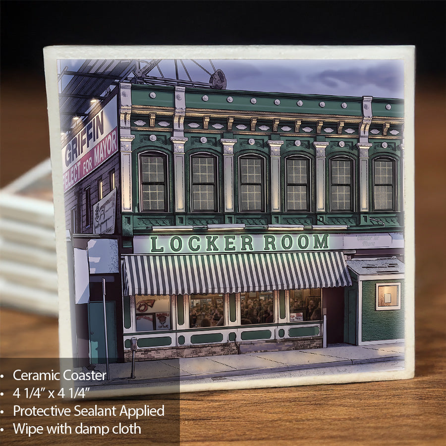 Locker Room - ceramic coaster