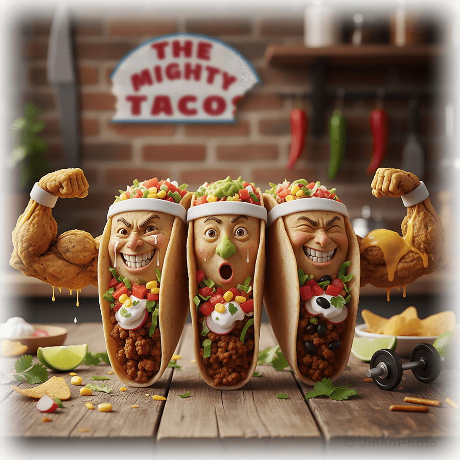 Mighty Tacos - Quirky Kitchen Wall Art Decor