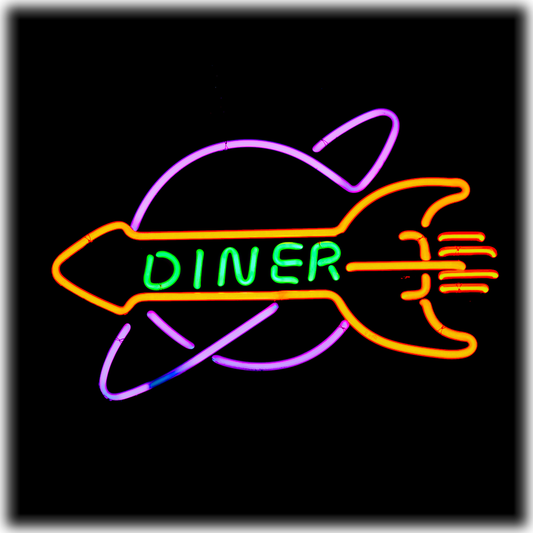 Neon Diner Photo Art Ceramic Wall Coaster