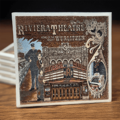Miniature tile version of Riviera Theatre Collage - Riviera Theatre Photo Buffalo, detailed with historic theatre imagery and vintage design.
