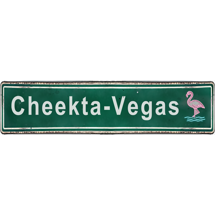 Street Signs - Cheekta-Vegas / Pink Flamingo - Ceramic Wall Art
