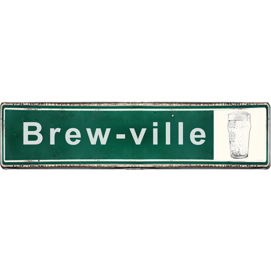 Buffalo NY Street Signs - Brew-ville - Beer Glass - Ceramic Wall Art