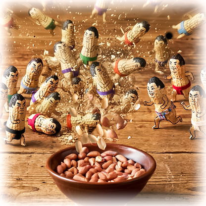 Sumo Wrestling Peanuts - Funny Kitchen Wall Art