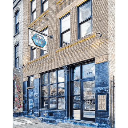 Toutant - Iconic Restaurant Photo by Jman Photography showing the historic brick facade and signage in Buffalo, NY. Ideal for home or office decor.