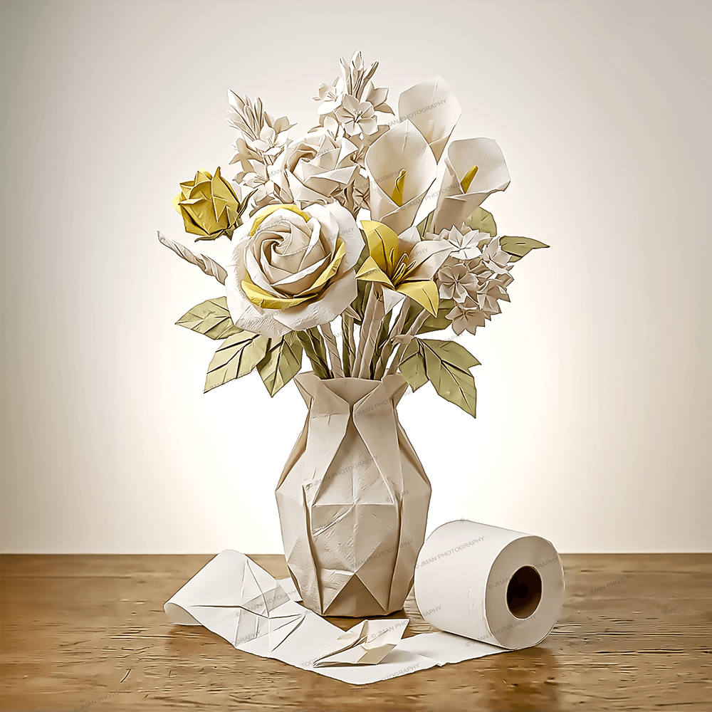 Orgami Vase with Flowers wall art