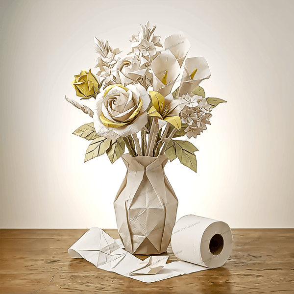 Orgami Vase with Flowers wall art