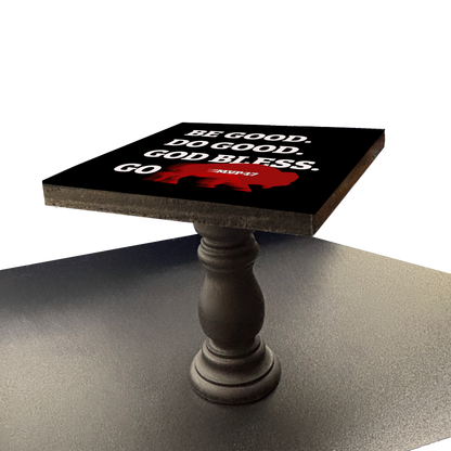 Josh Allen Table Decor - Mini Quirky Table with bold text and red buffalo graphic. Ideal for desk, shelf, or accent furniture in bar stool category.