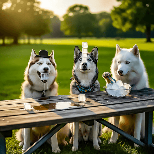 Huskies and Ice Cubes - Funny  Art:Ceramic Coaster, Ceramic Wall TIle, Ceramic Trivet, Print