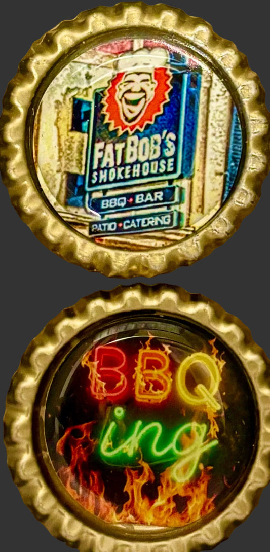 Fat Bob's BBQ and Neon BBQ Sign- Buffalo Bottle Cap Magnet