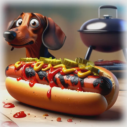 Hot Dog Wall Art: Prints, Ceramic Coasters, Wall Tile, Trivets, Prints -for Fun Kitchen Decor