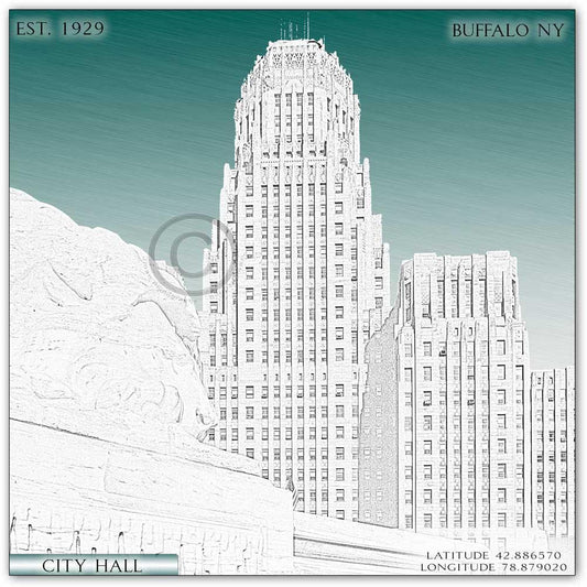 Buffalo City Hall modified photograph, laminated, float mounted, wall art- Buffalo NY WNY JMan Photography