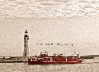 Chinaman Lighthouse and Fireboat Photo, Buffalo NY WNY jmanphoto