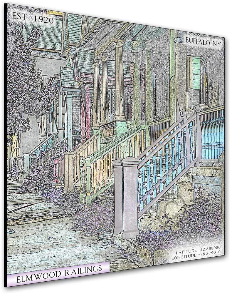 Elmwood Railings modified photograph, laminated, float mounted, wall art- Allentown District of Buffalo NY WNY JMan Photography