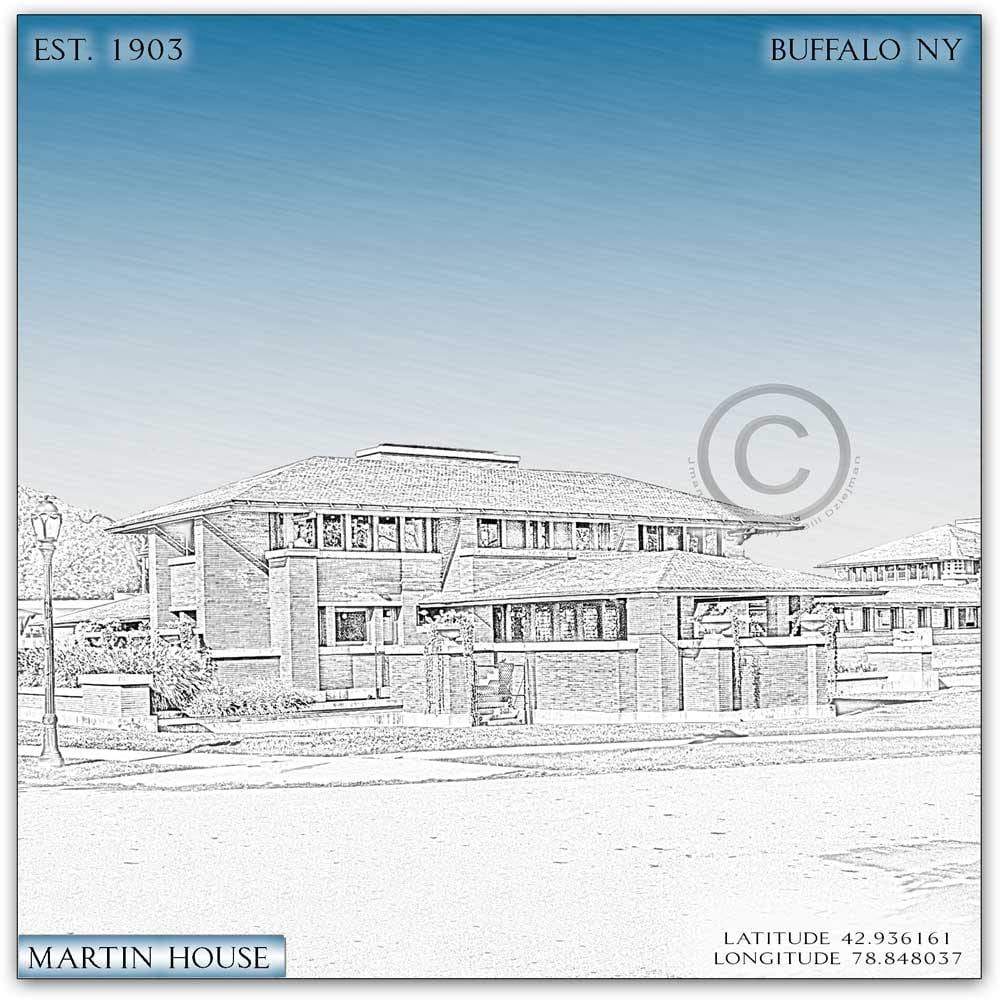 Frank Lloyd Wright Martin House photograph,, laminated float mounted Wall Art- Buffalo NY WNY JMan Photography