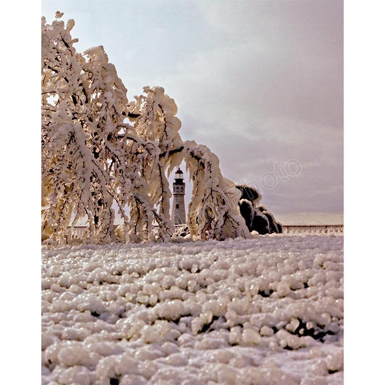 Iced Chinaman Lighthouse Photograph - Buffalo New York - Ready To Hang Wall Art WNY jmanphoto