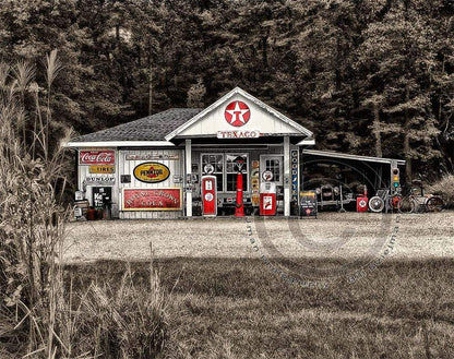 Old Texaco Gas Station, Indiana,Vintage, signage, gas pumps photo