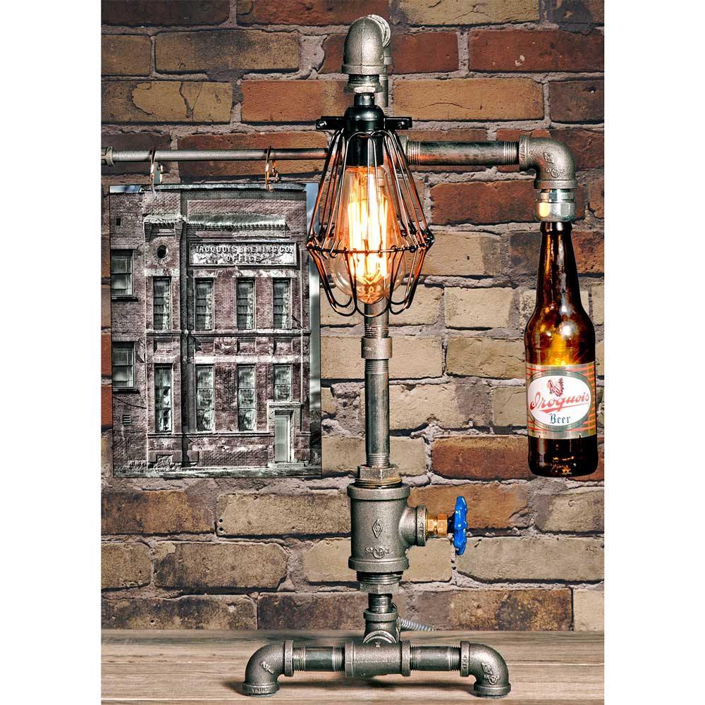 Steampunk Table Lamp with Iroquois Brewery photograph WNY jmanphoto