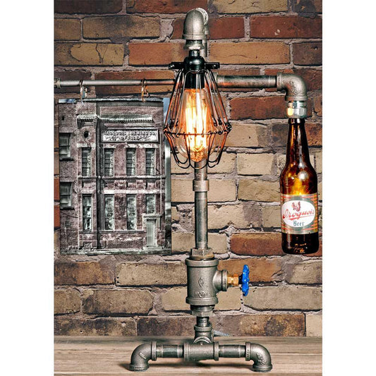 Steampunk Table Lamp with Iroquois Brewery photograph WNY jmanphoto