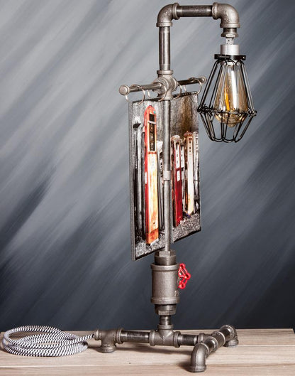 Vintage Gas Pump Grave Yard - Table Lamp,Steampunk lamp,Rustic decor,Edison lamp light,housewarming gift,gift for men,desk accessories Automotive jmanphoto